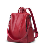 Solid Leather Backpack – Women’s Genuine Leather Bag with Hand-Stitched Detailing